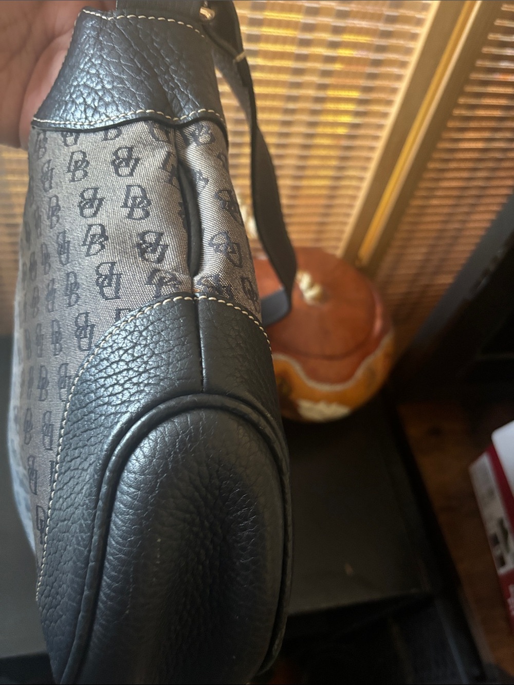 Dooney & Bourke Gray/Black Logo-Print Shoulder Hobo - Picture 6 of 7